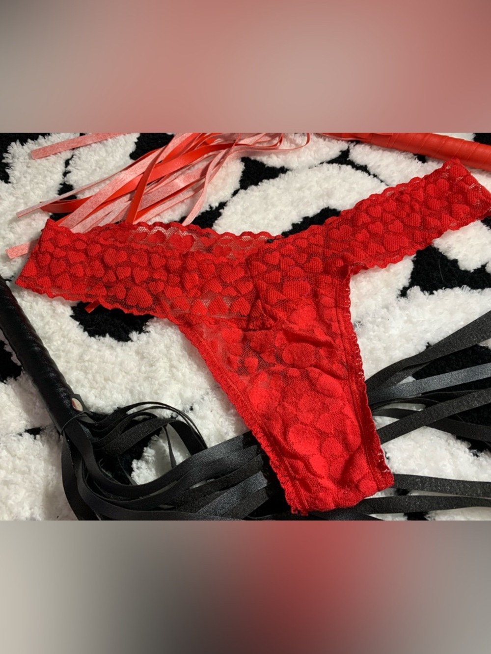 Victoria's Secret Red Lace Heart-Detail Thong